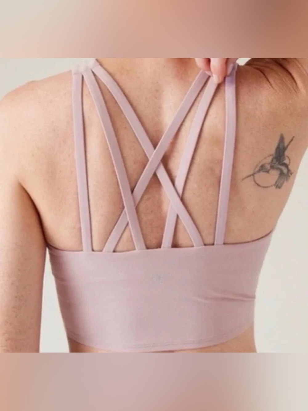 Athleta Conscious Strappy Crop Bra Top Athletic Workout Light Pink Women’s XS